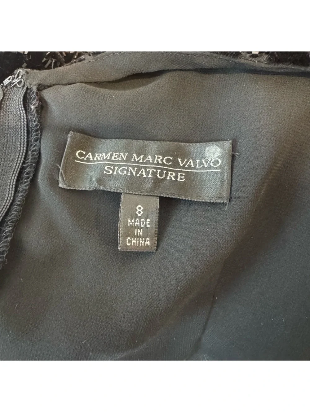 Vintage Carmen Marc Valvo Signature Silk Beaded Evening Black Formal Set Size 8